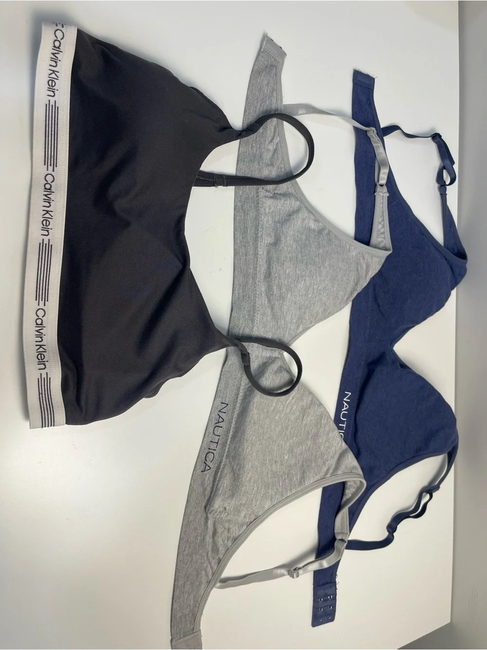 Nautica Gray & Navy Triangle Bralettes - Pack of 2 Bra sports bra medium